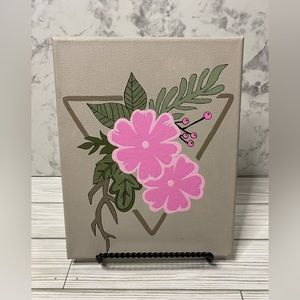 Hand Painted Pink Floral Wall Art | Wall Decor | Canvas Wall Art